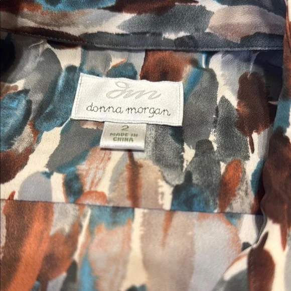 Donna Morgan watercolor drawstring Mini Dress Size 2 M1 - Picture 5 of 9